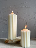 Large Ribbed Pillar Candle