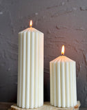 Large Ribbed Pillar Candle