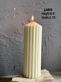 Large Ribbed Pillar Candle