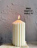 Large Ribbed Pillar Candle